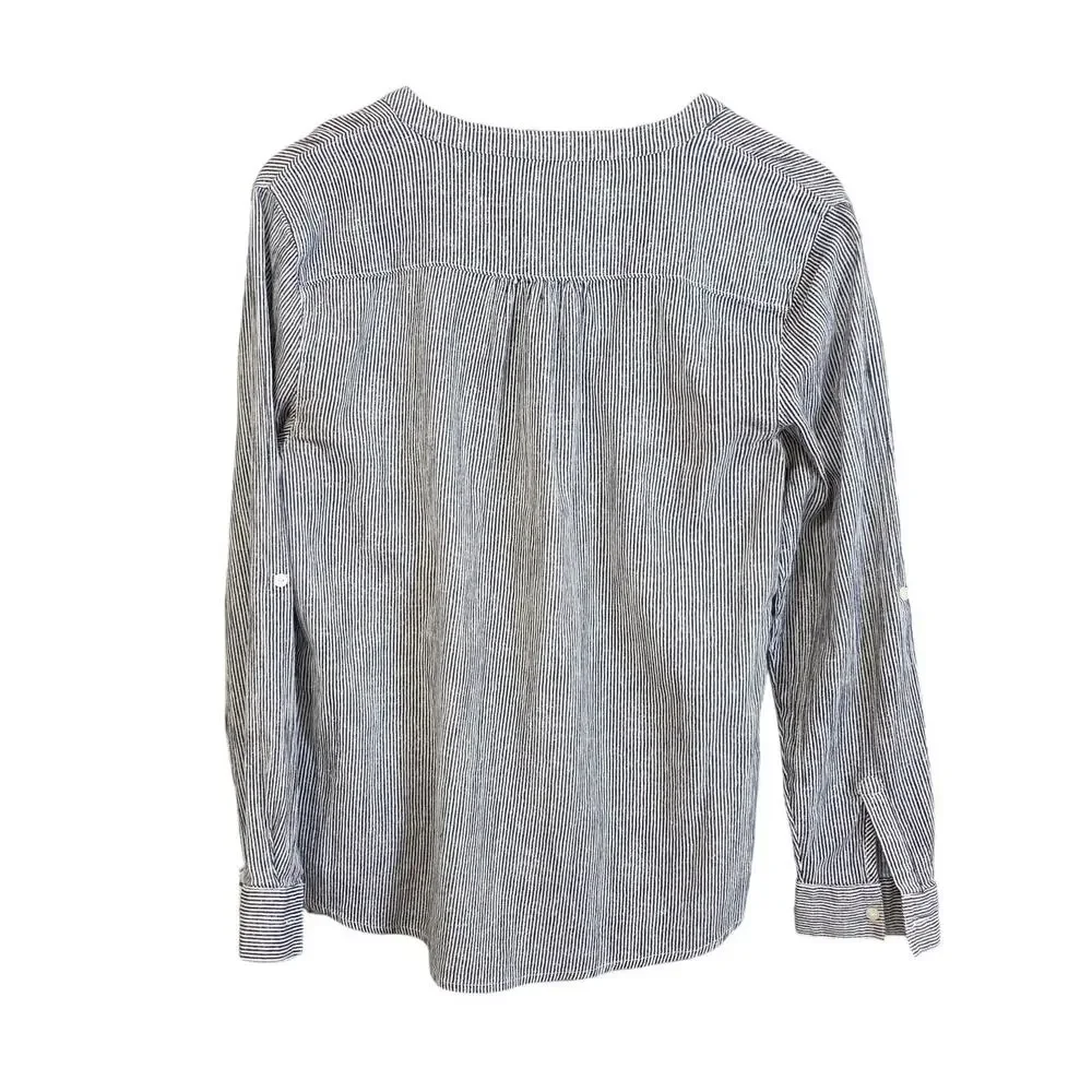 Carve Designs Dylan Gauze Shirt Navy Mini Stripe Size S - Picture 5 of 7